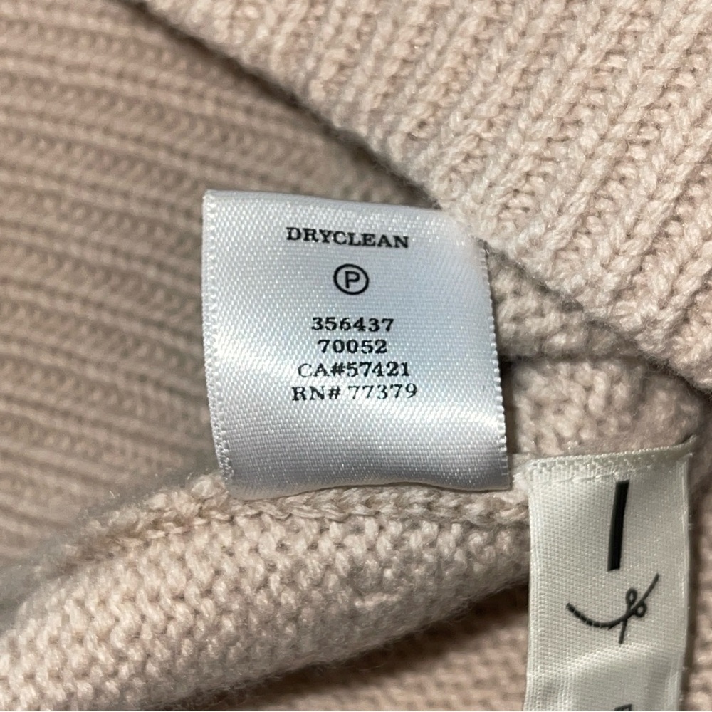 Ann Taylor Cashmere Wool Blend Size Large Tan Sweater Oatmeal Boat Neck Cable - Picture 4 of 9